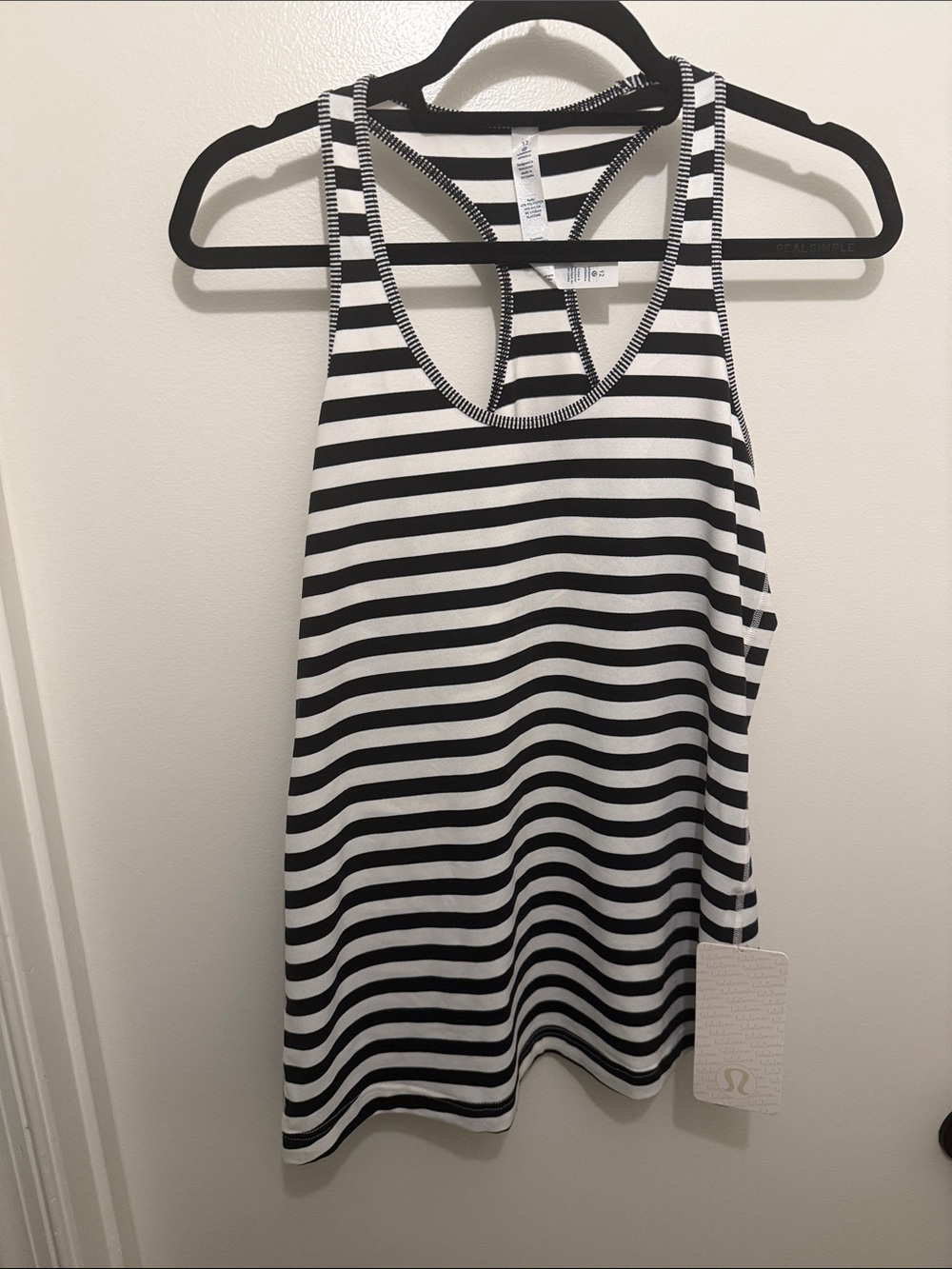 lululemon Black & White Striped Racerback Tank